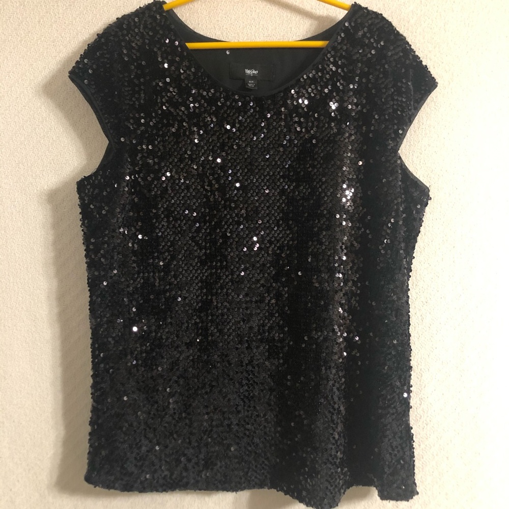 Mossimo Black Sequin Sleeveless Top size M